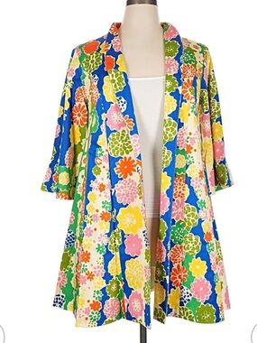 JB by Julie Brown Bright Multicolor Floral Open-Front Blazer